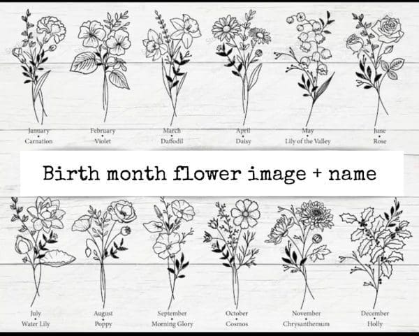Single Name Birth month Floral – KEYCHAIN – 5'1 Perspective